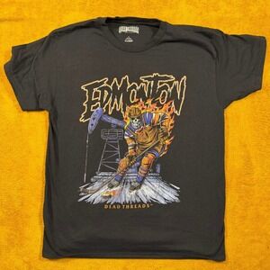 Dead Threads Apparel Mens Large Graphic T Shirt Edmonton Hockey Skeleton Oil Rig